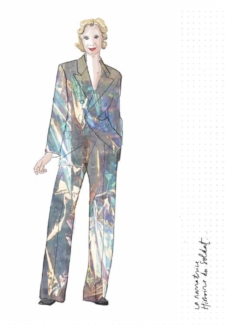 Croquis d'un costume de scène de l'Histoire du Soldat à l'Opéra Comique (2026) Marie La Rocca