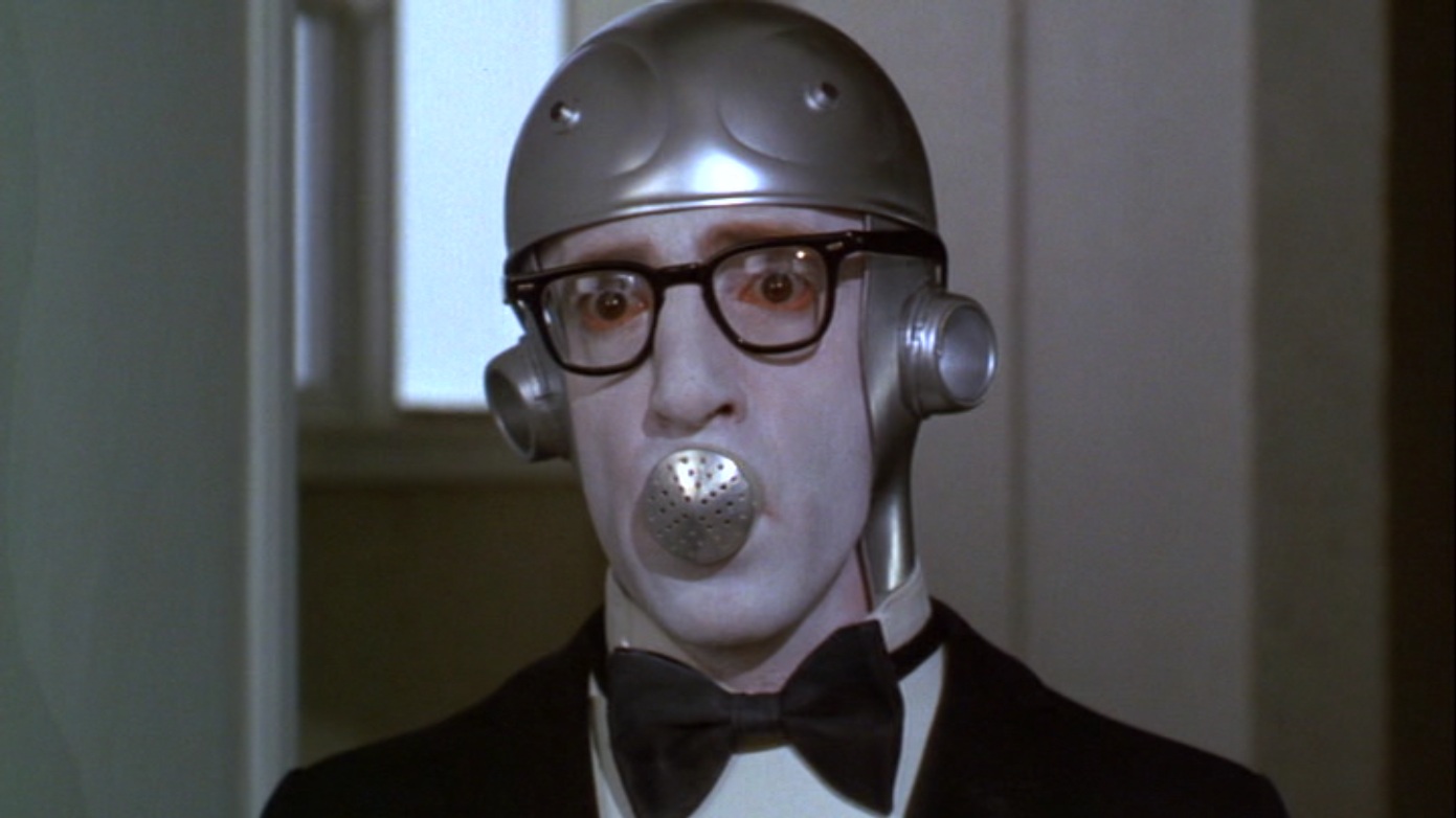 Woody Allen dans Sleeper, costumes de Joël Schumacher.