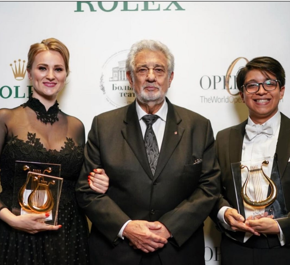 Victoria Karkacheva, Placido Domingo, Prizelvan Ayon-Rivas © P.Rychkov / Bolshoi Theatre